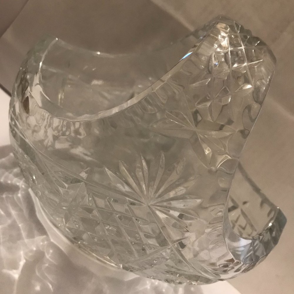 Cut Glass Crystal Basket, Vase, Candy Bowl, Cristal Dish, Fruit Bowl, Hand Cut